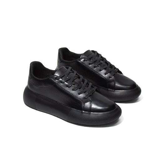 Cabernet Embossed Leather Sneakers – Black