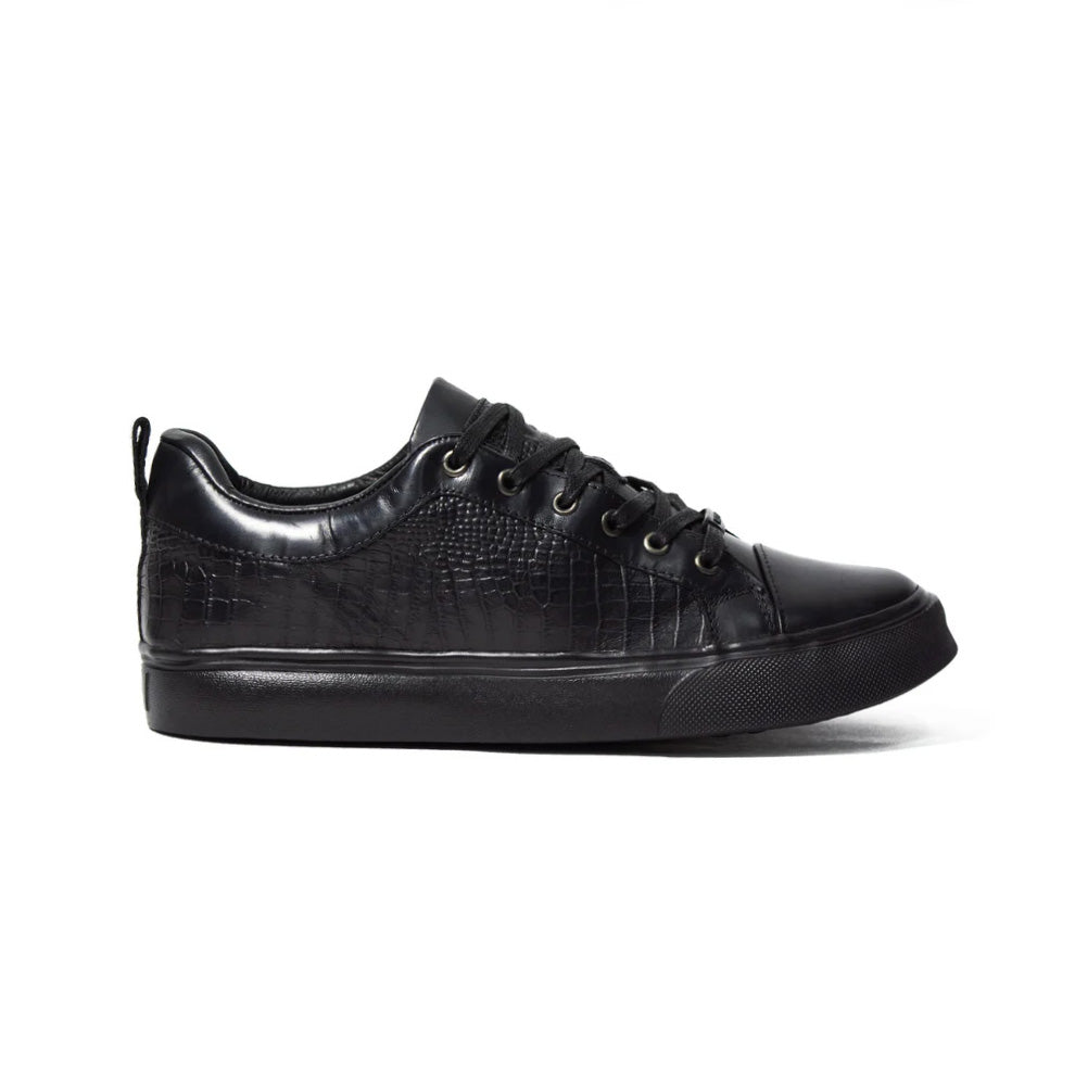 TENIS DAKARY CUERO NEGRO GRABADO - ENVÍO GRATIS