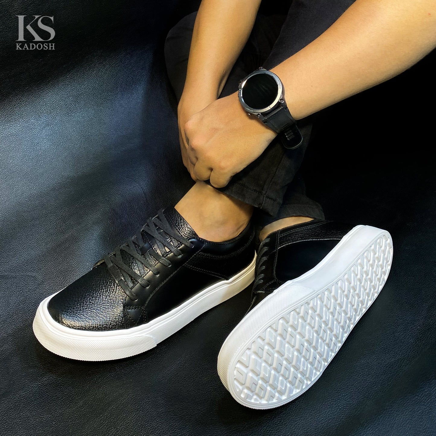 TENIS CUERO NEGRO TORONTO - ENVÍO GRATIS