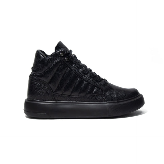 TENIS BOTA CUERO NEGRO - ENVÍO GRATIS