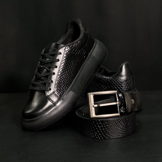 KIT SIGNATURE CABERNET CUERO NEGRO + CINTURON / ENVÍO GRATIS