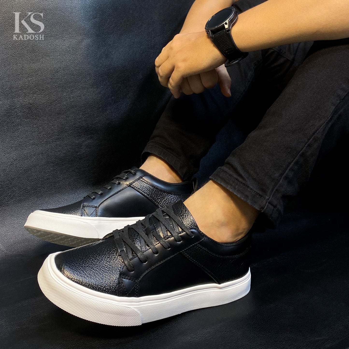 TENIS CUERO NEGRO TORONTO - ENVÍO GRATIS