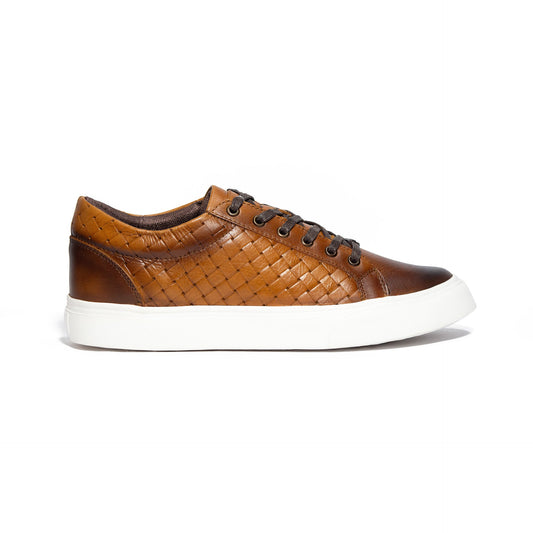 TENIS ORIGEN CUERO GRABADO MIEL- ENVÍO GRATIS