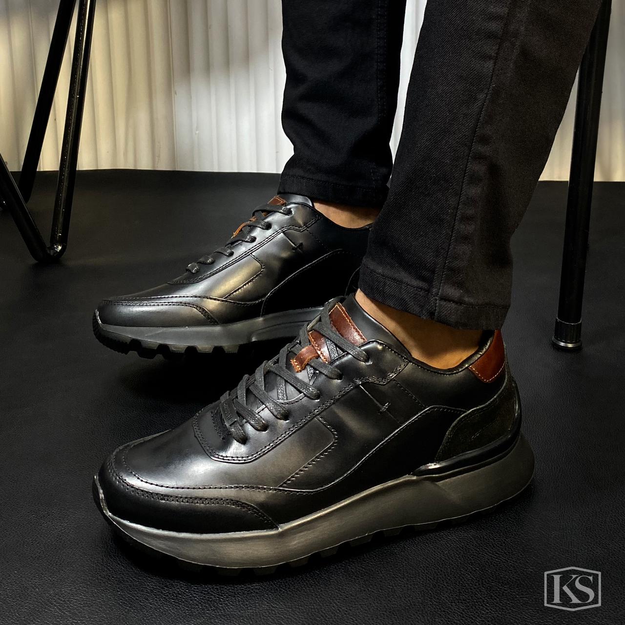 TENIS ESTOCOLMO CUERO NEGRO-ENVIO GRATIS