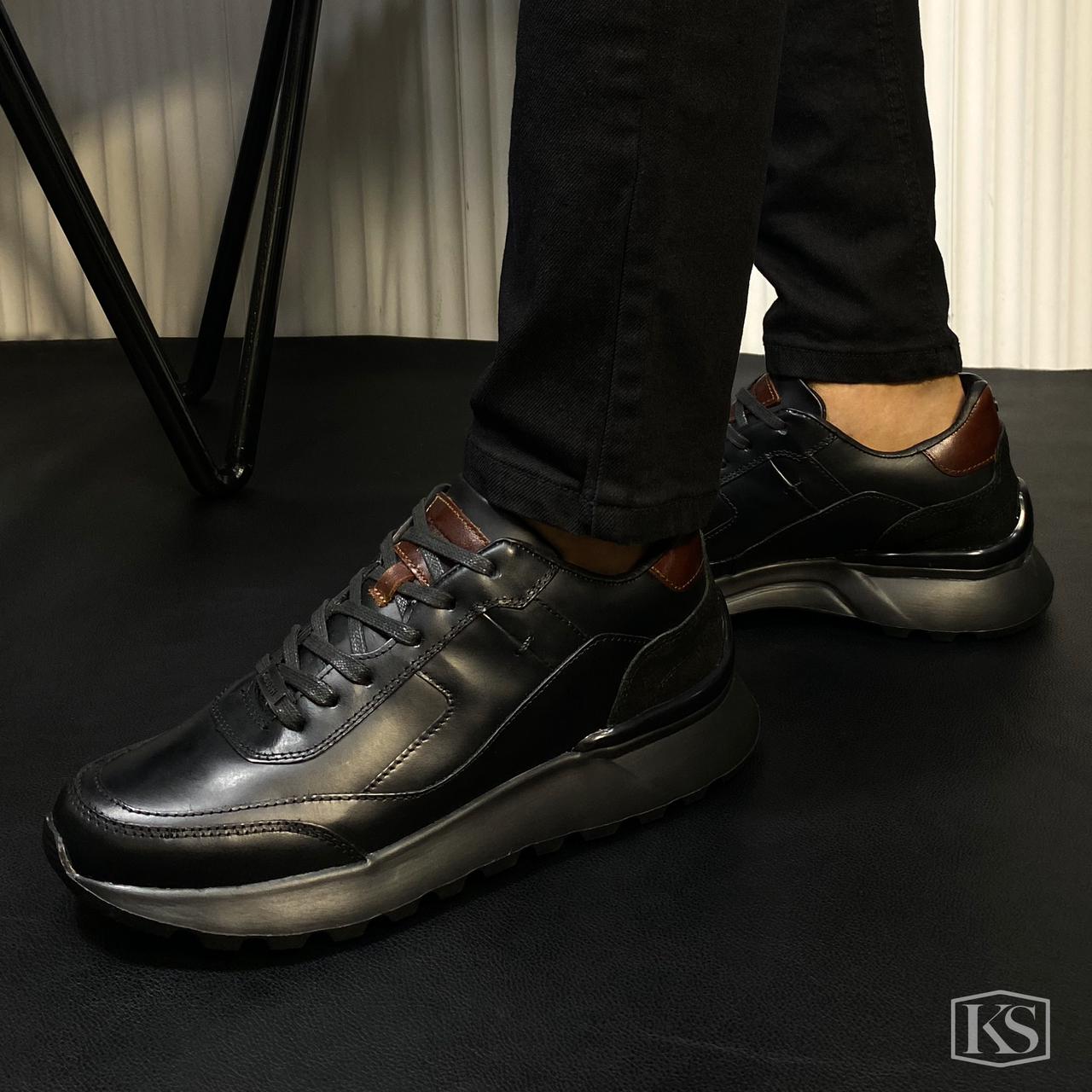 TENIS ESTOCOLMO CUERO NEGRO-ENVIO GRATIS